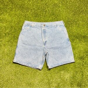Vintage Carhartt Denim Carpenter Work Jean Shorts Jorts Mens Size 40 Light Wash